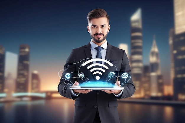 businessman-blurred-background-using-free-wifi-hotspot-interface-3d-rendering_1194258-34323